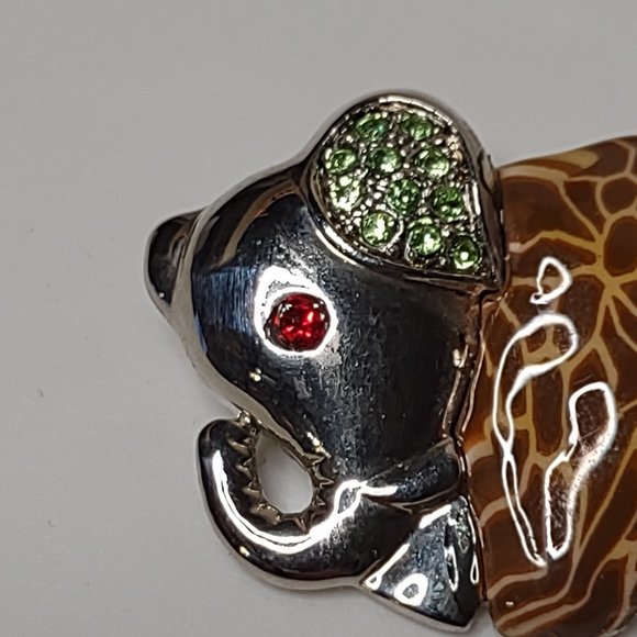 Awesome Giraffe Pattern Little Lucky Metal Elephant Brooch - Picture 3 of 10